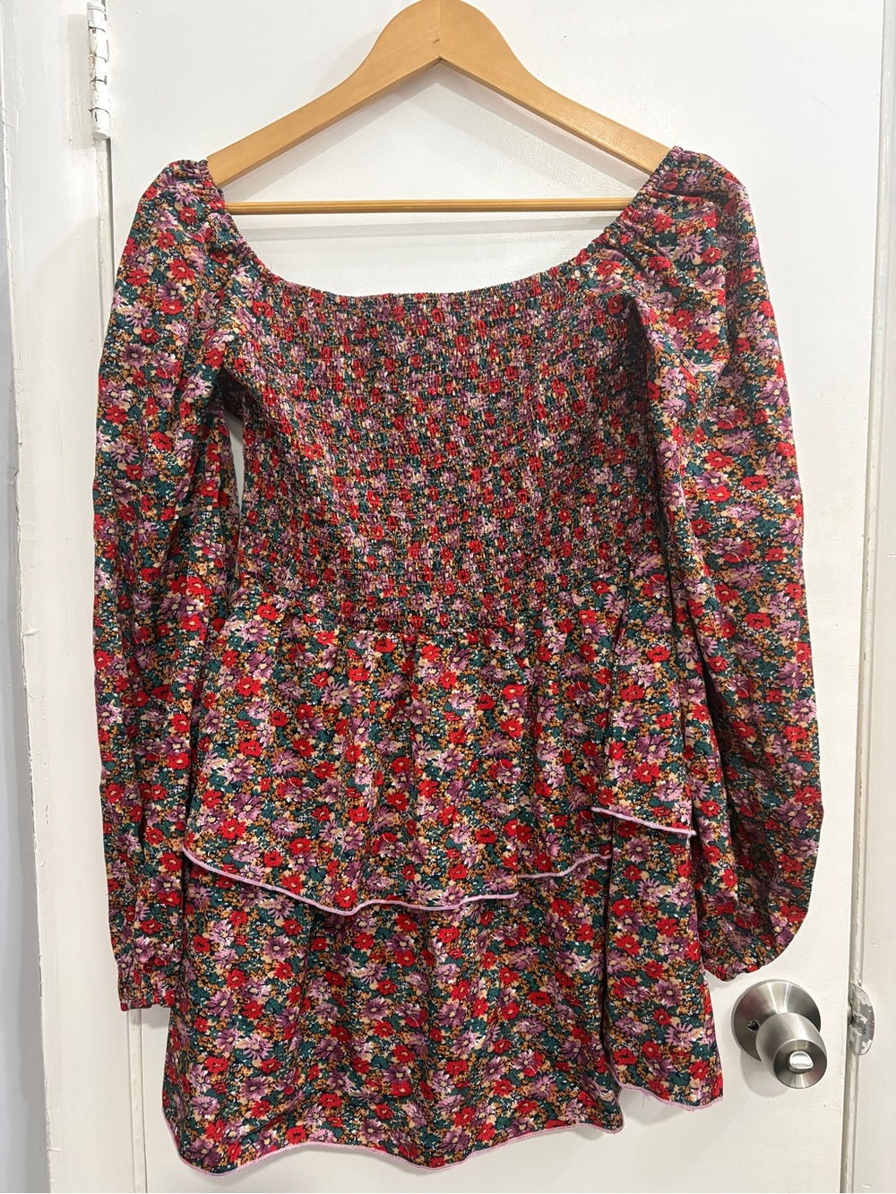 Floral Smocked Dress - Red Multicolor